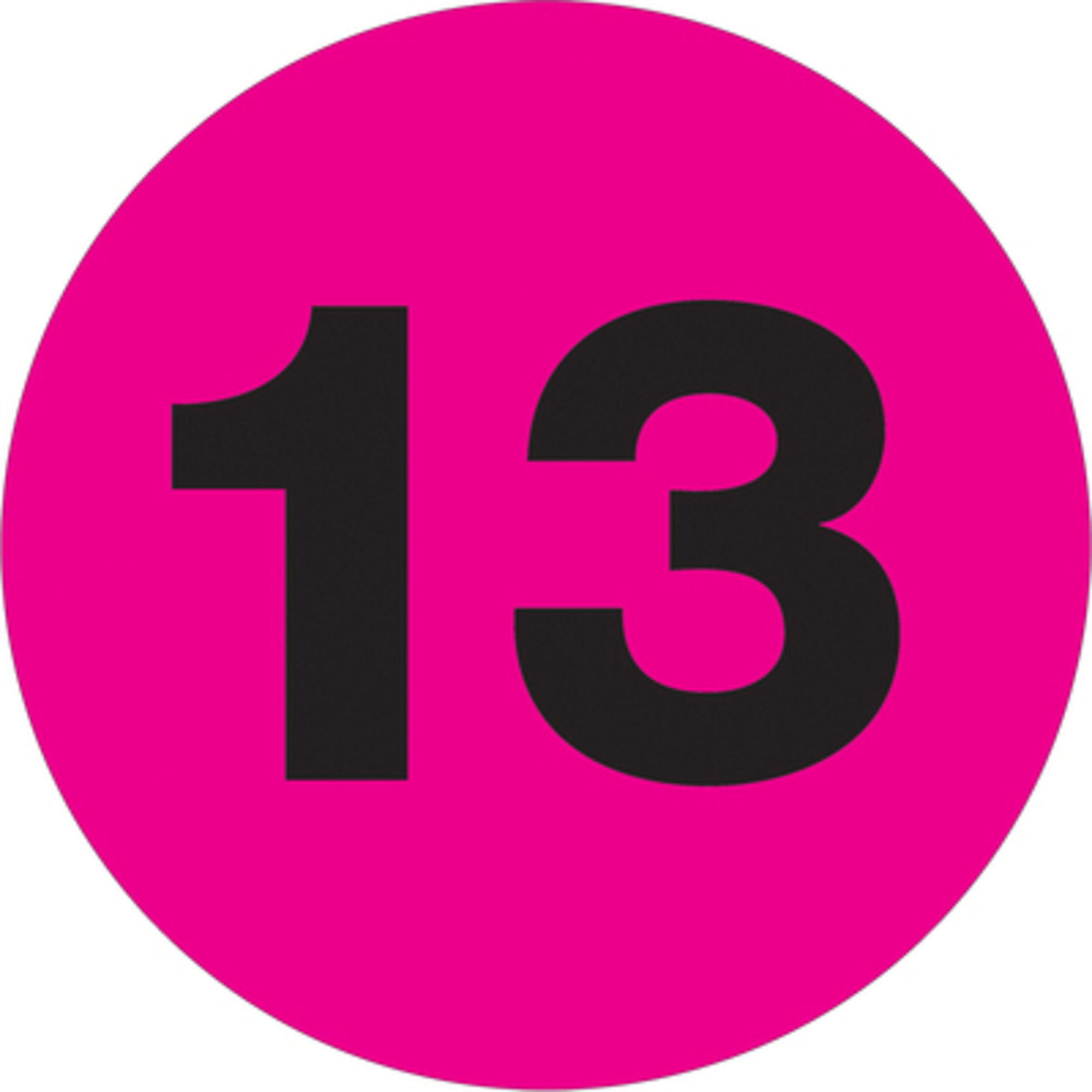 2in. Circl - "13in. (Fluo Pink) Numbe Label 500/CS, Model# DL6783